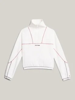 Bluzy Dresowe I Z Kapturem*Tommy Hilfiger Luźna Bluza Z Zamkiem Do Połowy Długości ANCIENT WHITE