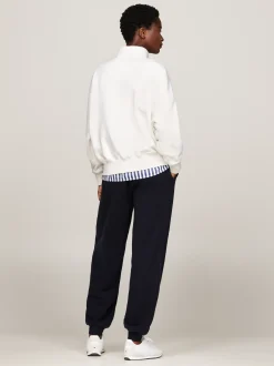 Bluzy Dresowe & Z Kapturem*Tommy Hilfiger Luźna Bluza Z Zamkiem Do Połowy Długości ECRU