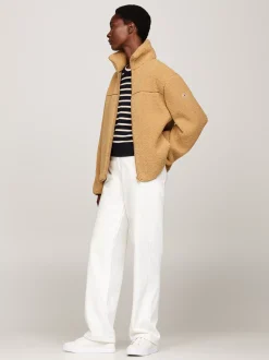 Kurtki & Płaszcze*Tommy Hilfiger Luźna Futerkowa Kurtka Z Zapięciem Na Zamek CLASSIC KHAKI