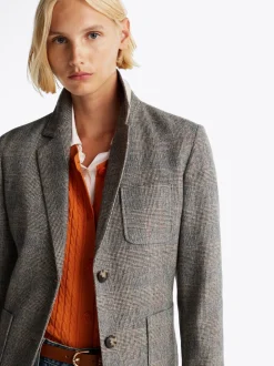 Marynarki*Tommy Hilfiger Luźna Jednorzędowa Marynarka W Kratę GREY BROWN CHECK