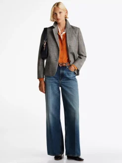 Marynarki*Tommy Hilfiger Luźna Jednorzędowa Marynarka W Kratę GREY BROWN CHECK