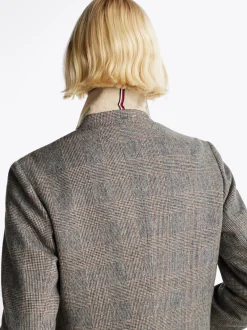 Marynarki*Tommy Hilfiger Luźna Jednorzędowa Marynarka W Kratę GREY BROWN CHECK