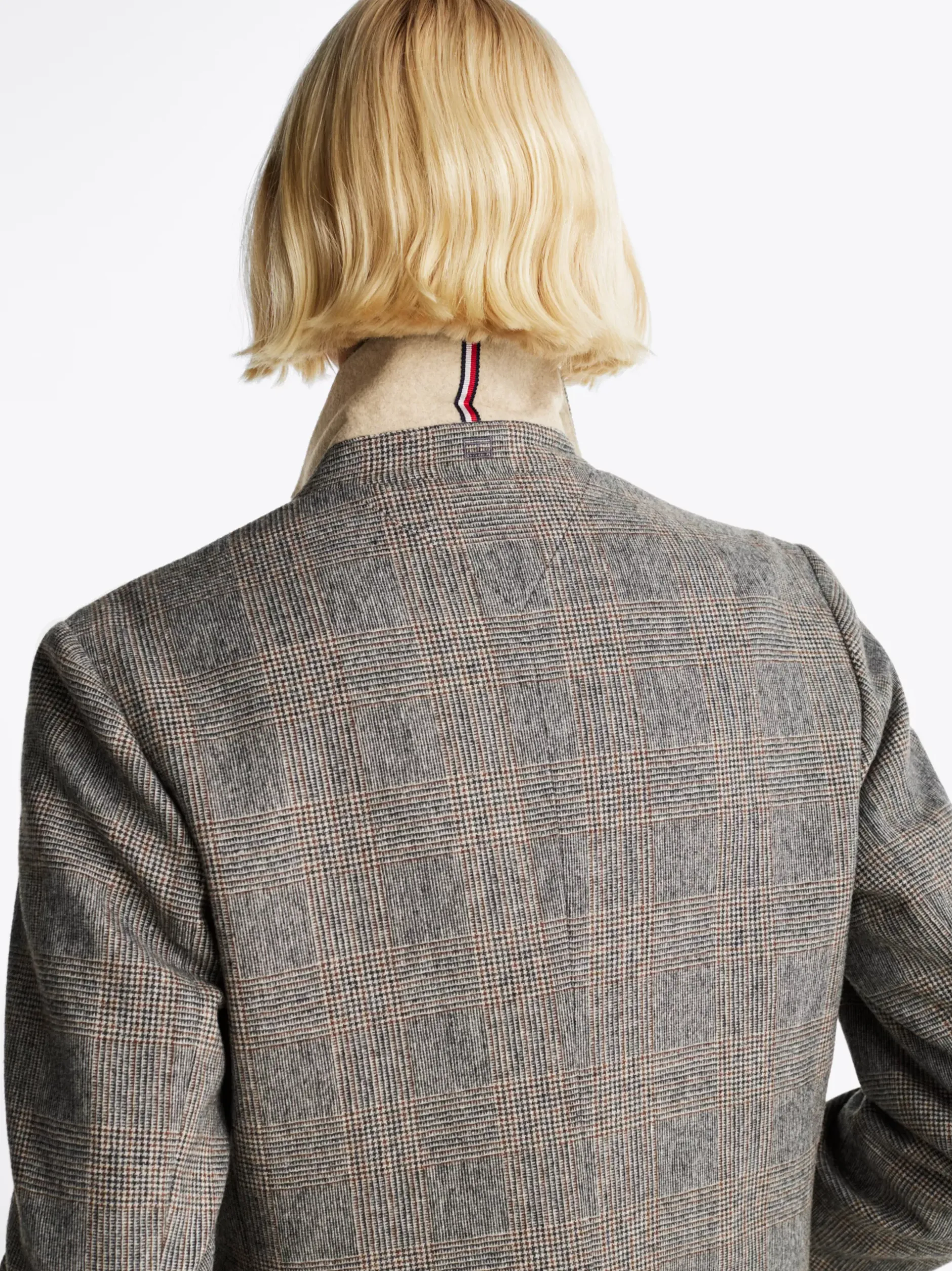 Marynarki*Tommy Hilfiger Luźna Jednorzędowa Marynarka W Kratę GREY BROWN CHECK