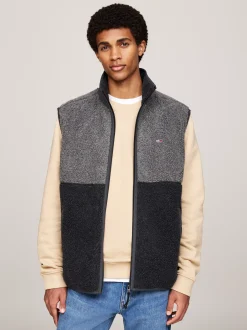 Kurtki & Płaszcze*Tommy Hilfiger Luźna Kamizelka Z Polaru Z Blokami Kolorów BLACK