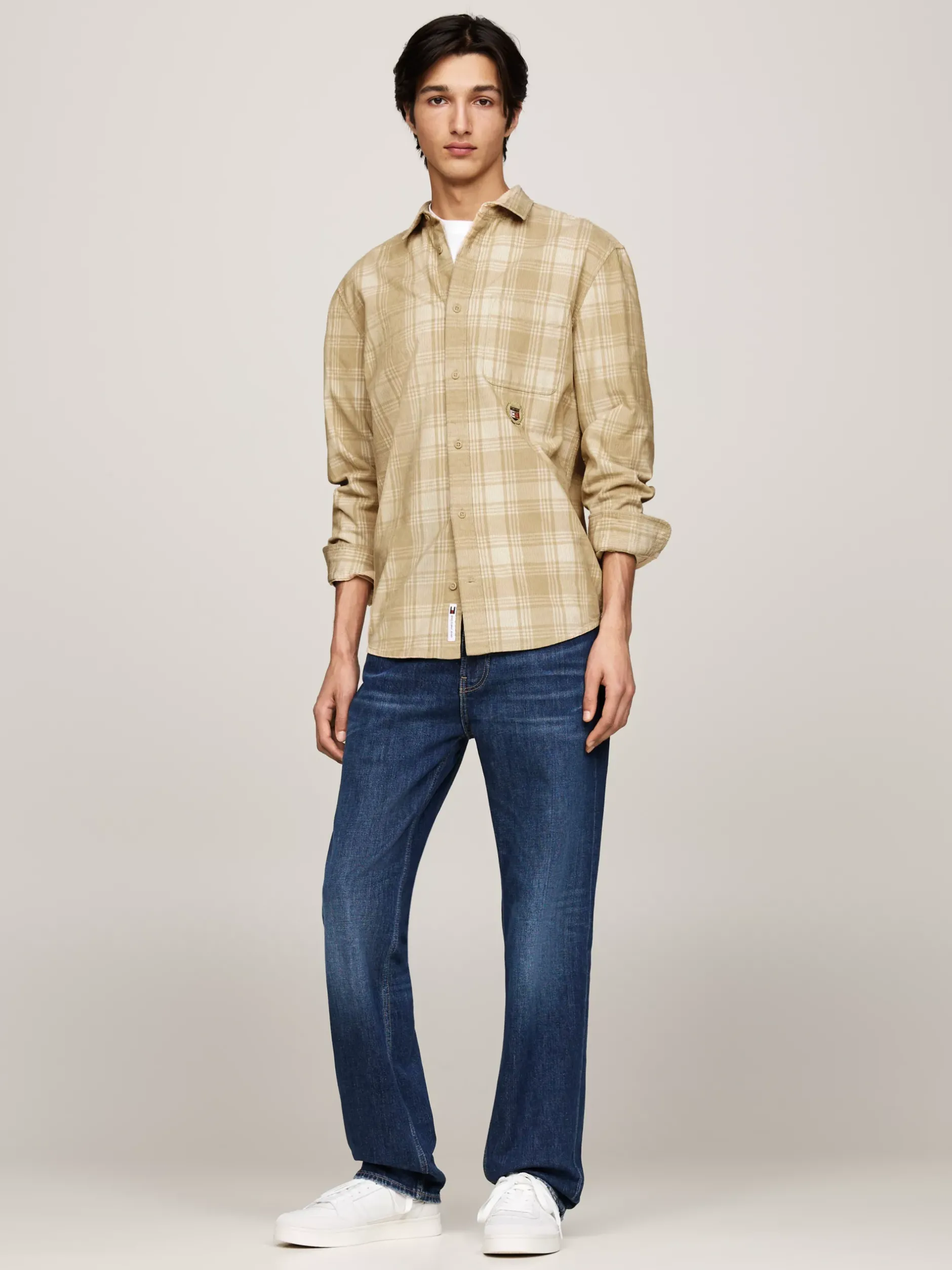 Koszule*Tommy Hilfiger Luźna Koszula W Kratę GENTLE GOLD