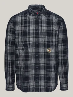 Koszule*Tommy Hilfiger Luźna Koszula W Kratę DARK NIGHT NAVY