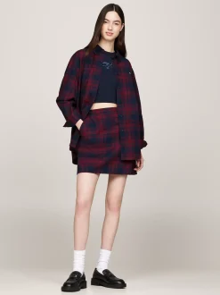 Koszule & Bluzki*Tommy Hilfiger Luźna Koszula W Szkocką Kratę ROUGE WINTER CHECK