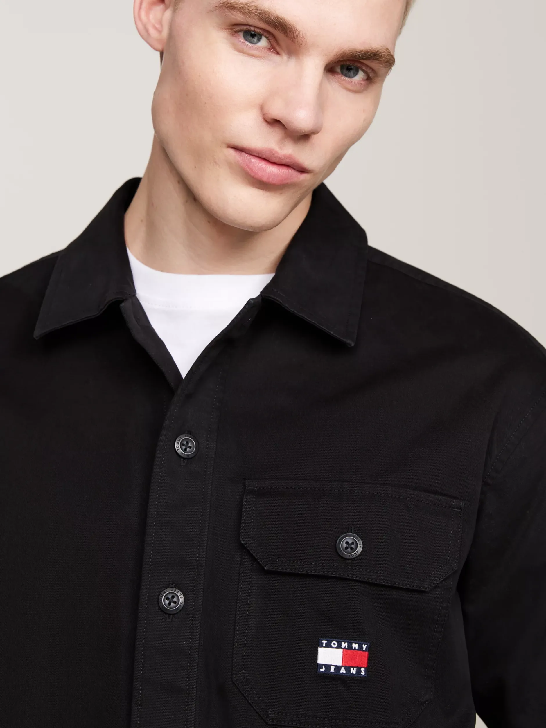 Koszule*Tommy Hilfiger Luźna Koszula Wierzchnia Z Kieszenią BLACK