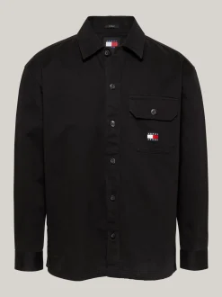 Koszule*Tommy Hilfiger Luźna Koszula Wierzchnia Z Kieszenią BLACK