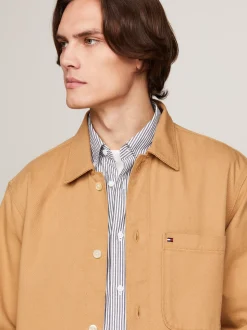Koszule*Tommy Hilfiger Luźna Koszula Wierzchnia Z Diagonalu CLASSIC KHAKI
