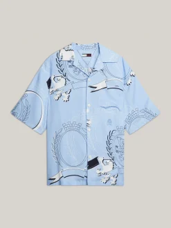 Koszule*Tommy Hilfiger Luźna Koszula Z Krótkim Rękawem I Emblematem VESSEL BLUE