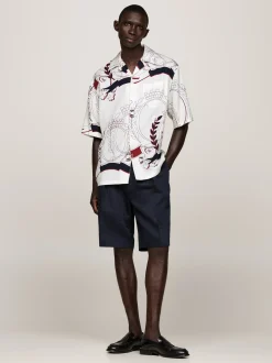 Koszule*Tommy Hilfiger Luźna Koszula Z Krótkim Rękawem I Emblematem IVORY