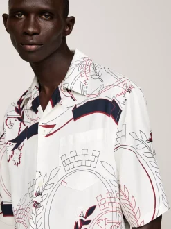 Koszule*Tommy Hilfiger Luźna Koszula Z Krótkim Rękawem I Emblematem IVORY