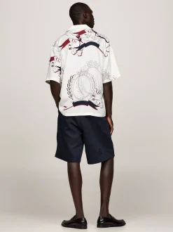 Koszule*Tommy Hilfiger Luźna Koszula Z Krótkim Rękawem I Emblematem IVORY