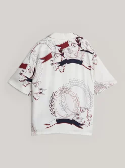 Koszule*Tommy Hilfiger Luźna Koszula Z Krótkim Rękawem I Emblematem IVORY