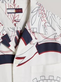 Koszule*Tommy Hilfiger Luźna Koszula Z Krótkim Rękawem I Emblematem IVORY