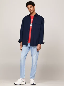 Koszule*Tommy Hilfiger Luźna Koszula Z Logo W Stylu Varsity Z Tyłu DARK NIGHT NAVY