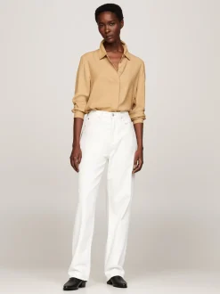 Koszule & Bluzki*Tommy Hilfiger Luźna Koszula Z Metalową Flagą CLASSIC KHAKI