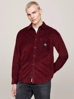 Koszule*Tommy Hilfiger Luźna Koszula Ze Sztruksu DEEP ROUGE