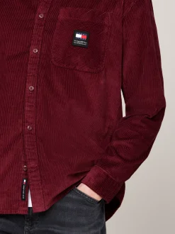 Koszule*Tommy Hilfiger Luźna Koszula Ze Sztruksu DEEP ROUGE