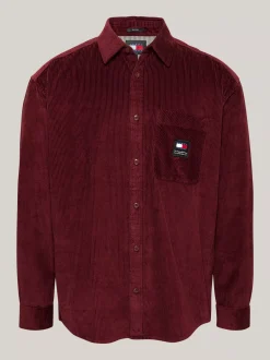 Koszule*Tommy Hilfiger Luźna Koszula Ze Sztruksu DEEP ROUGE