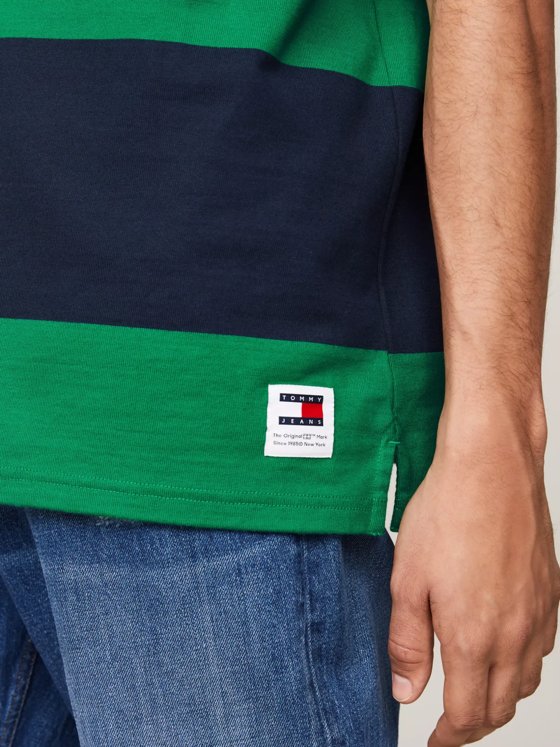 Koszulki Polo*Tommy Hilfiger Luźna Koszulka Polo W Paski Rugby GREEN MALACHITE