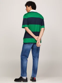 Koszulki Polo*Tommy Hilfiger Luźna Koszulka Polo W Paski Rugby GREEN MALACHITE
