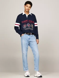 Koszulki Polo*Tommy Hilfiger Luźna Koszulka Polo W Stylu Varsity DARK NIGHT NAVY