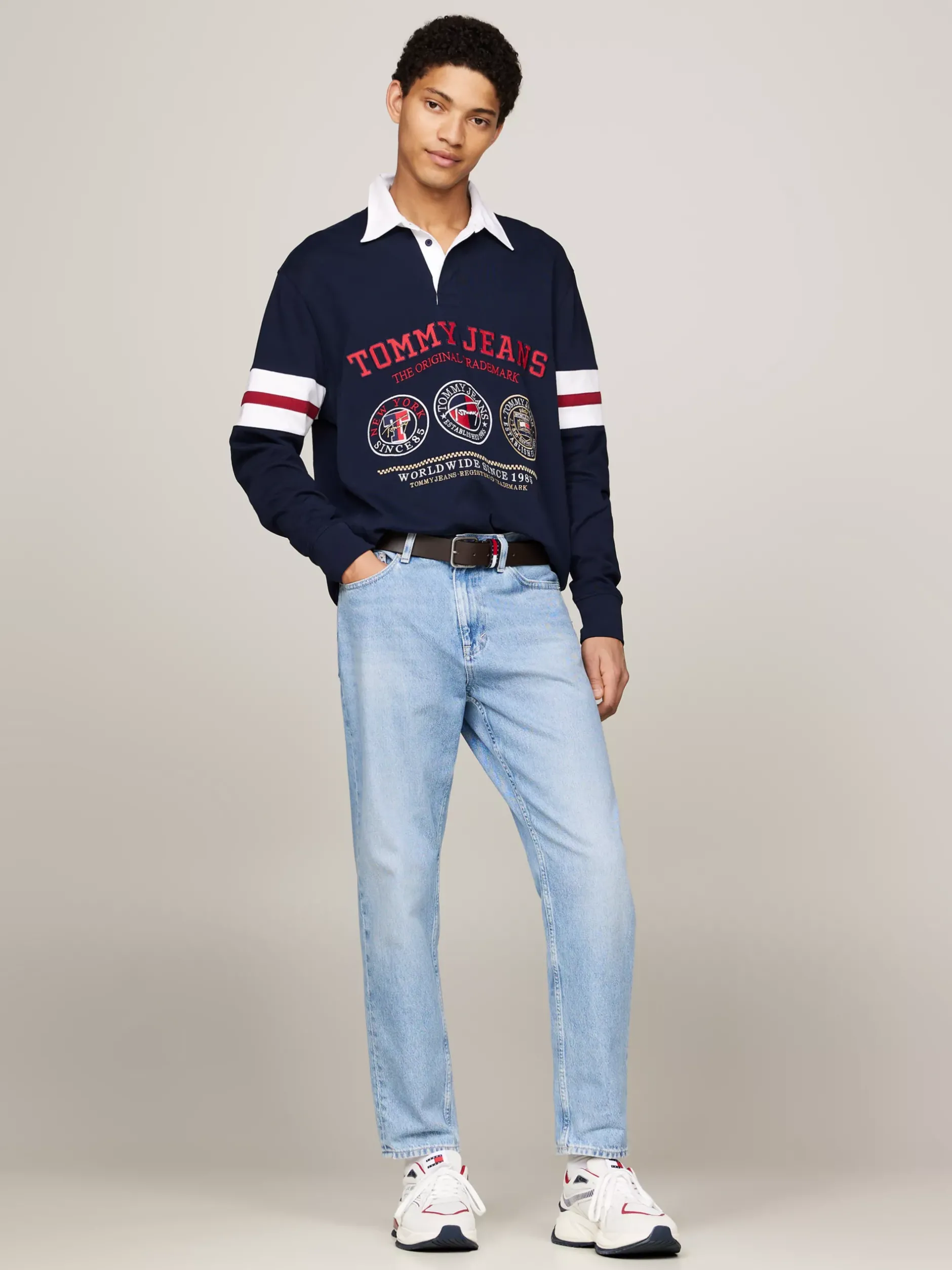 Koszulki Polo*Tommy Hilfiger Luźna Koszulka Polo W Stylu Varsity DARK NIGHT NAVY