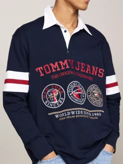 Koszulki Polo*Tommy Hilfiger Luźna Koszulka Polo W Stylu Varsity DARK NIGHT NAVY