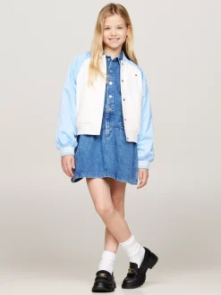 Kurtki I Płaszcze*Tommy Hilfiger Luźna Kurtka Bomber W Stylu Varsity VESSEL BLUE