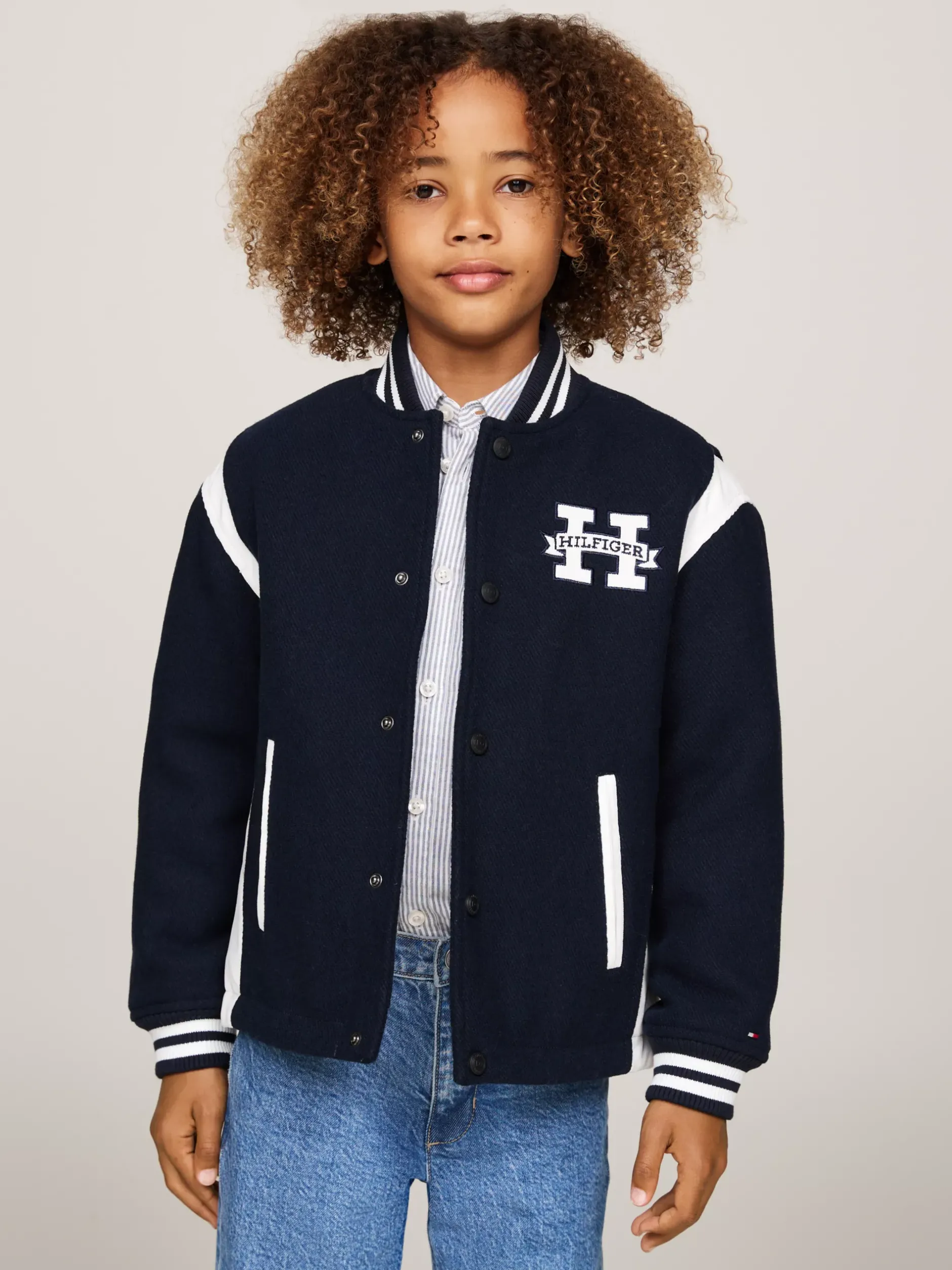 Kurtki*Tommy Hilfiger Luźna Kurtka Bomber Z Blokami Kolorów DESERT SKY