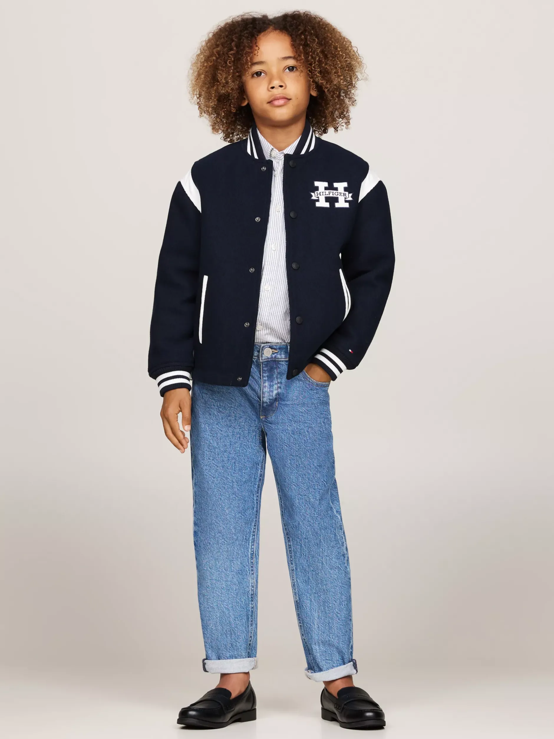 Kurtki*Tommy Hilfiger Luźna Kurtka Bomber Z Blokami Kolorów DESERT SKY