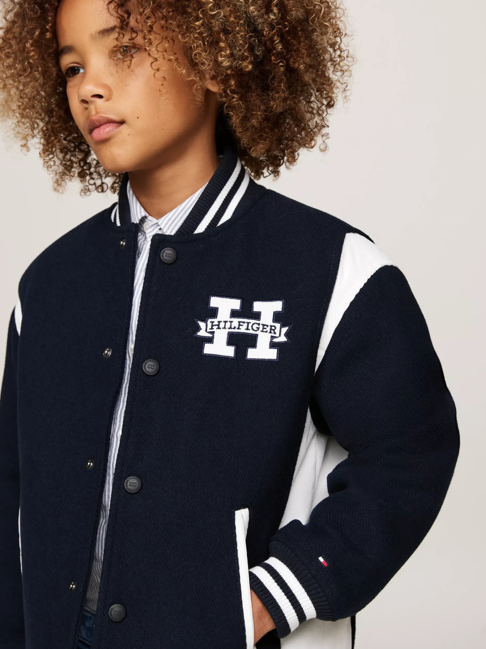 Kurtki*Tommy Hilfiger Luźna Kurtka Bomber Z Blokami Kolorów DESERT SKY
