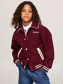 Kurtki I Płaszcze*Tommy Hilfiger Luźna Kurtka Bomber Ze Sztruksu DEEP ROUGE