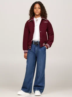 Kurtki I Płaszcze*Tommy Hilfiger Luźna Kurtka Bomber Ze Sztruksu DEEP ROUGE