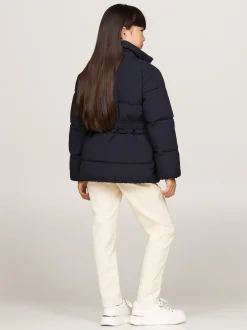 Kurtki I Płaszcze*Tommy Hilfiger Luźna Kurtka Ocieplana Z Paskiem DESERT SKY