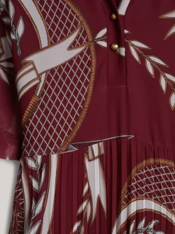 Sukienki*Tommy Hilfiger Luźna Plisowana Sukienka Midi Z Emblematem ROUGE