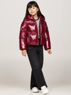 Kurtki I Płaszcze*Tommy Hilfiger Luźna Puchowa Kurtka DEEP ROUGE