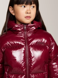 Kurtki I Płaszcze*Tommy Hilfiger Luźna Puchowa Kurtka DEEP ROUGE