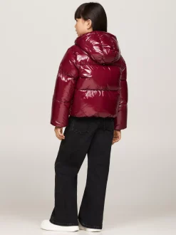 Kurtki I Płaszcze*Tommy Hilfiger Luźna Puchowa Kurtka DEEP ROUGE