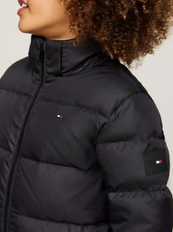 Kurtki*Tommy Hilfiger Luźna Puchowa Kurtka Z Kapturem BLACK