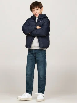 Kurtki*Tommy Hilfiger Luźna Puchowa Kurtka Z Kapturem DESERT SKY