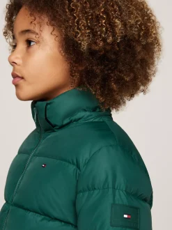 Kurtki*Tommy Hilfiger Luźna Puchowa Kurtka Z Kapturem ORNAMENTAL GREEN