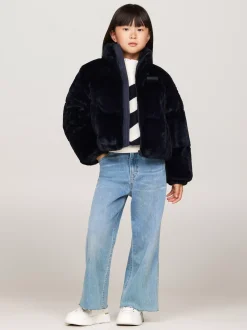 Kurtki I Płaszcze*Tommy Hilfiger Luźna Puchowa Kurtka Ze Sztucznego Futra DESERT SKY