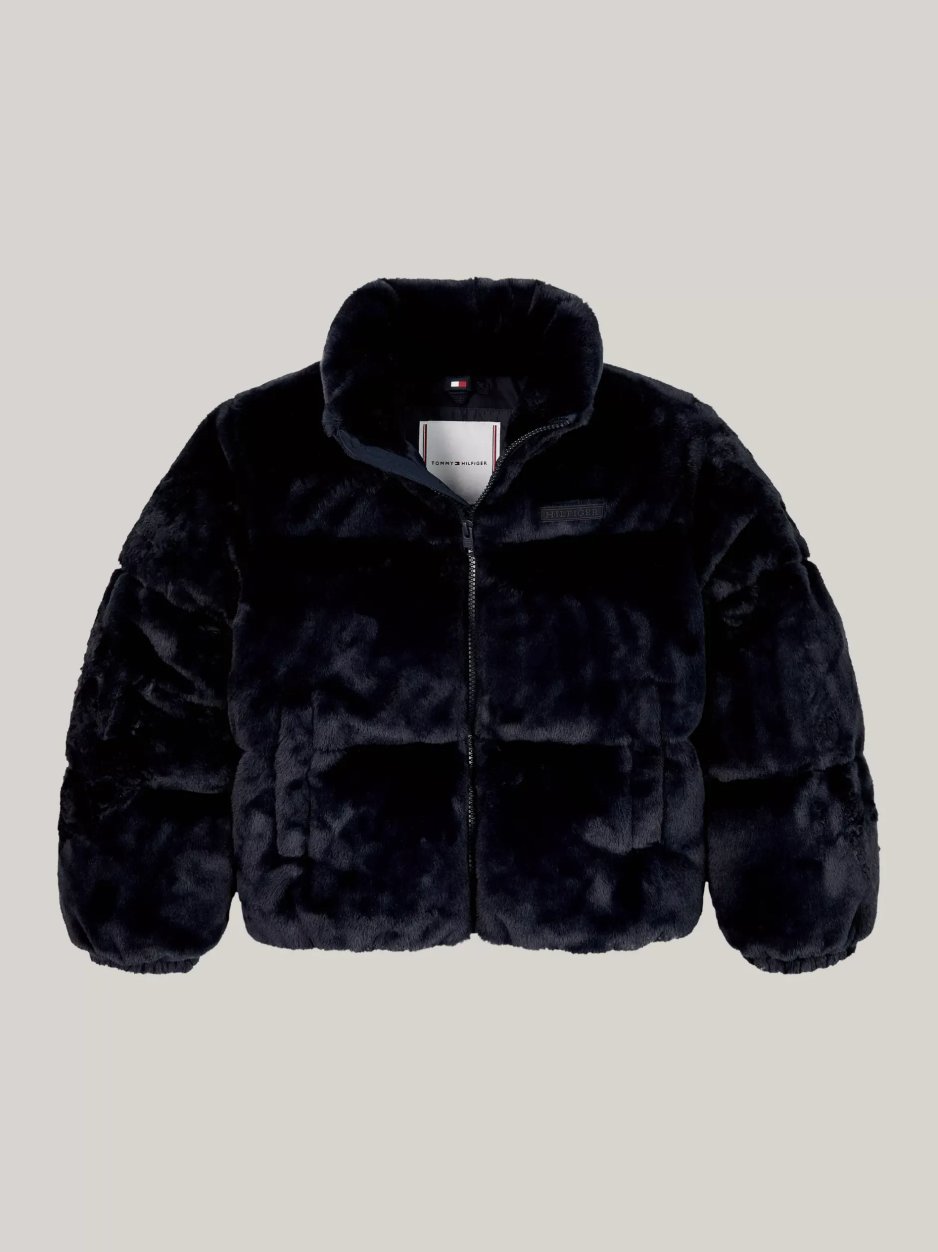 Kurtki I Płaszcze*Tommy Hilfiger Luźna Puchowa Kurtka Ze Sztucznego Futra DESERT SKY