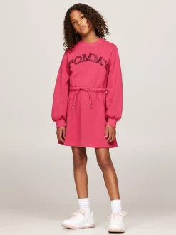 Sukienki*Tommy Hilfiger Luźna Sukienka Dresowa Z Logo W Stylu Varsity HERITAGE PINK