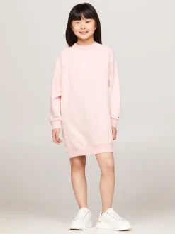 Sukienki*Tommy Hilfiger Luźna Sukienka Dzianinowa Essential Z Logo SOFT ROSE