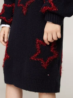 Sukienki*Tommy Hilfiger Luźna Sukienka Swetrowa W Metaliczne Gwiazdki DESERT SKY STARS