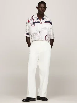 Spodnie*Tommy Hilfiger Luźne Chinosy Z Emblematem IVORY